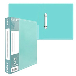Папка 2 кольца " KWELT " А4 40мм Premium Pastel мята, пластик 0,7мм, бумажная вставка во внешний кар