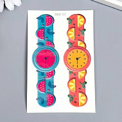 Татуировка на тело цветная в виде часов "Фрукты" 12х7,5 см   7136027