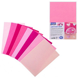 Фетр цветной " Mazari " А4 8л 8цв 1мм Розовый ассорти, мягкий, пластиковый пакет, европодвес