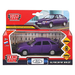 Машина металл ваз-2112 12 см, двери, багаж, фиолетовый, кор. Технопарк в кор.2*36шт