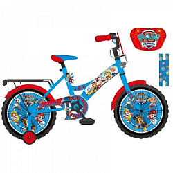 Вело.дет.16" Щенячий Патруль gw-тип,щиток,багажн,встав.страх.кол,зв,полу-слик 2,125" - в кор.1шт