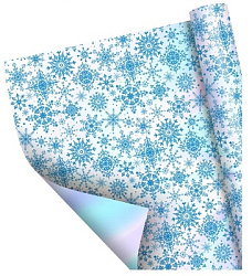 Плёнка упаковочная на Новый год полиграфичная «Снежинки с узором», 100 х 70 см