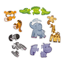 Пазлы-контуры "Африканские животные" 6 фигурок  Baby Toys (мягкие) арт.05226
