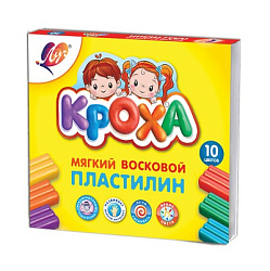 Пластилин " Луч " Кроха 10цв 165г мягкий, со стеком, картонная упаковка