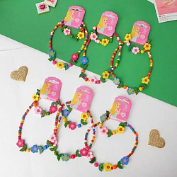 Набор детский "Выбражулька" 2 предмета: бусы, браслет, цветочное настроение, цвет МИКС