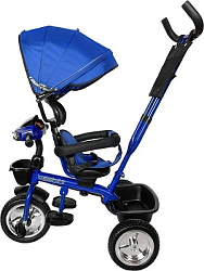Велосипед трёхколесный с ручкой МАРС (колеса EVA 10"/8" поворот.сиденье) синий (Арт. ВЛ-0611)