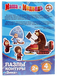 Пазлы-контуры "Маша и Медведь. Зима" (мягк.) арт.01445