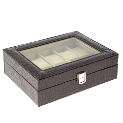 Шкатулка кожзам под часы 5 отделений и бижутерию "Аромат кофе" 8х26х20 см 1677943