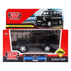 Машина металл УАЗ  ХАНТЕР длина 10,5 см, инерция, черный, кор. Технопарк в кор.2*36шт