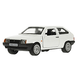Машина металл LADA-2108 "СПУТНИК" 12 см, двери, багаж, белый, кор Технопарк в кор.2*36шт
