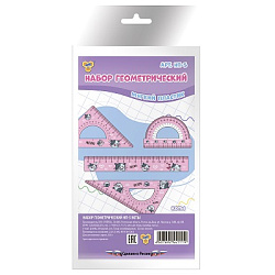 Набор геометр. КОТЫ (лин.16см+2угольника+транспортир) арт.НП-5 (1/56наб)