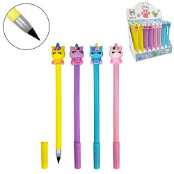 Карандаш вечный " KWELT " HB, Unicorn, корпус-пластиковый, прорезиненный наконечник- единорог, ассор