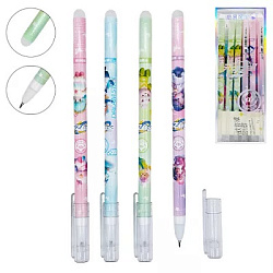 Ручка пиши-стирай " KWELT " Dream star, гелевая 0,5мм синяя, с силиконовым ластиком, ассорти 4 дизай