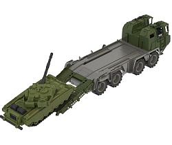 Военный тягач "Щит" с танком (камуфляж)