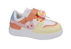 T-10964-B Полуботинки 19-24 р.р Белый/Оранжевый(12 пар) (Размер 21)