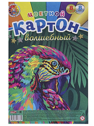 TM"Profit"НАБОР ДЛЯ ДЕТ.ТВОР-ВА Карт цвет"ВОЛШЕБНЫЙ"А4 8л.РАЗНОЦВЕТНЫЙ ПОПУГАЙ (08-7678)КБС,с+з+6ц