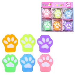 Ластик " Mazari " Лапки,  35*40*7мм, ПВХ, фигурный, 6 дизайнов, картонная коробка