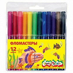 Фломастеры " Каляка-Маляка " 12цв смываемые, на водной основе, круглые, ПВХ упаковка, европодвес