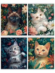 TM"Profit"Тетрадь КЛЕТКА 96л. КОТЫ В ЦВЕТАХ (96-9522)  (обл. - мелов.картон)