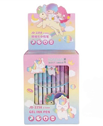 Ручка гелев. пиши-стирай UNICORN АССОРТИ 0,7мм арт.JD-2258 (12/2304шт)