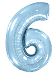 Шар (40''/102 см) Цифра, 6, Голубой, Макарунс, 1 шт.