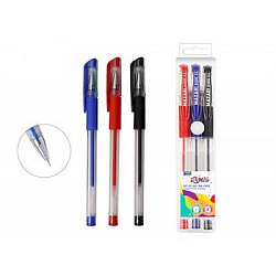 Набор гелевых ручек " Mazari " Lipari 3цв 0,5мм, прозрачный корпус, резиновый грип, ПВХ, европодвес,