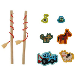 Игра ловим + 2 удочки СИНИЙ ТРАКТОР в пак. Буратино в кор.300шт