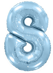 Шар (40''/102 см) Цифра, 8, Голубой, Макарунс, 1 шт.