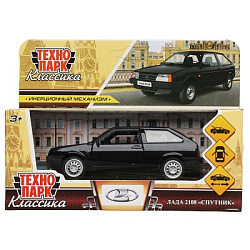 326429 Машина металл LADA -2108 "СПУТНИК", 11,7 см, двери, баг., ин., черный, кор. Технопарк в кор.2