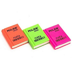 Ластик " Milan " пластиковый, в форме книжки, ассорти, 39*29*9мм, 10013160/150323/3118267/3     
