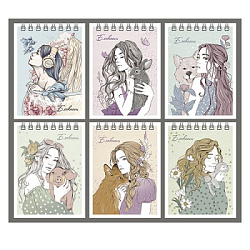 Блокнот МАЛЫЙ ФОРМАТ А7 спираль сверху  40л " Альфа-Тренд " Обнимашки (ассорти), клетка, обложка - м