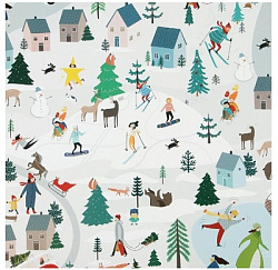 Упаковочная бумага на новый год «Зимний город», 70 х 100 см, глянцевая