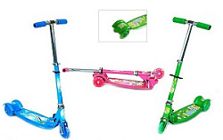 САМОКАТ 1-2 СКЛАДНОЙ МЕТАЛЛИЧЕСКОЕ ОСНОВАНИЕ 60Х14СМ 3ЦВ ALU РЕГУЛИРУЕМЫЙ РУЛЬ РУЧКИ СКЛАДНЫЕ EVA КО