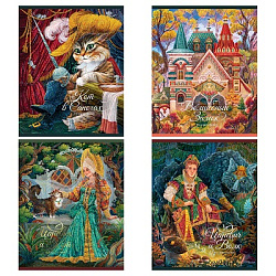 Тетрадь 48л., А5, клетка BG "Эксклюзив. Герои сказок", матовая ламинация, тиснение фольгой, с форзац