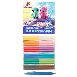 Пластилин " Луч " Фантазия 12цв 180г, пастельные цвета, восковой, мягкий, со стеком, картонная упако