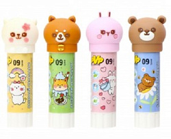 Клей-карандаш " deVente " Funny animal 9гр, основа PVP, быстросохнущий, с фигуркой на колпачке, 4 ди