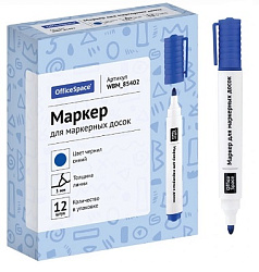 Маркер для белых досок OfficeSpace синий, пулевидный, 3мм