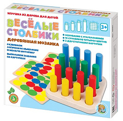 Мозаика деревянная "Веселые столбики" 16 эл арт.02991