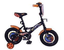 299410  Вело.дет.12"gw-тип,щиток,страх.кол,звон,покр.полу-слик2,125",пласт.кр.,черн/оранж.HOT WHEELS