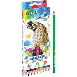 Карандаши цветные деревянные Trio 18цв " deVente " 2М трехгранные, картонная упаковка, европодвес, 1