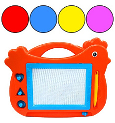 Доска " KWELT " Волшебный экран 27*22см Цыпленок в комплекте: ручка для экрана, 3 штампика, цвет- ас