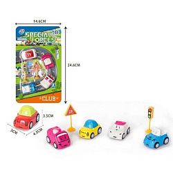 HY-03F         Машинки 4шт. на листе. Размер упаковки: 25х15см. Размер: 4,5х3,5х3см.