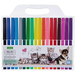 Фломастеры " Hatber " ECO Верные друзья 18цв круглые, вентилируемый колпачок, блистер, европодвес