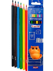 TM "Profit"Карандаши цв пл.2М,набор,гекс.6цв. КОТЕНОК МЯУ (КЦ-2619) гриф.d=2,8мм,в к/к,кр48