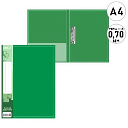 Папка с зажимом " KWELT " А4 Standart зеленая, пластик 0,7мм, бумажная вставка во внешний кармашек, 