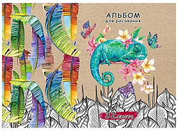 Альбом А4 32л " Проф-Пресс " Эконом Хамелеон на скобе, обложка- мелованная бумага, блок- офсет 80г/м