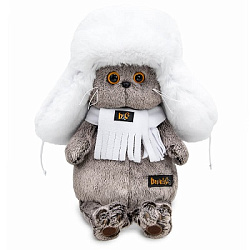 Ks30-302 Игрушка Кот Басик в белой меховой шапке