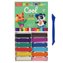 Пластилин COOL набор 12цв со стеком 180г арт.ПЛ-КК12-180 (1/20наб)