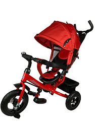 Велосипед трёхколесный с ручкой КОМЕТА (колеса надув.10"/8" корзина) красный (Арт ВЛ-0874)