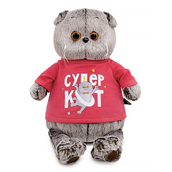 Ks25-284 Игрушка Кот Басик в лонгсливе с принтом "Супер кот"